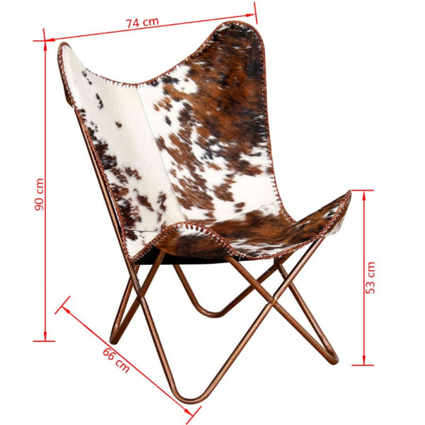 Butterfly Chair Brown And White Real Cowhide Leather