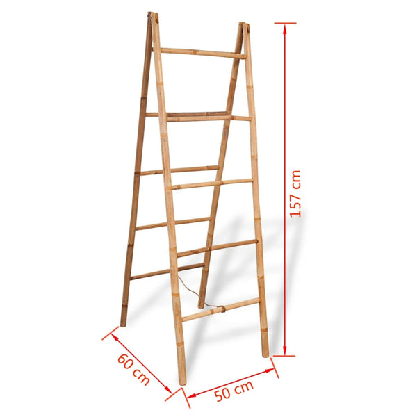 Double Towel Ladder With 5 Rungs Bamboo 50X160 Cm