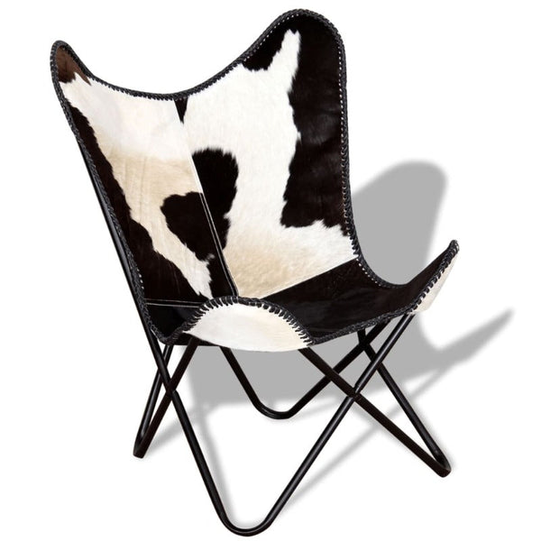 Chairs Butterfly Chair Black And White Real Cowhide Leather