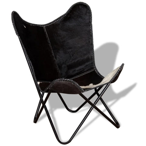 Chairs Butterfly Chair Black And White Real Cowhide Leather