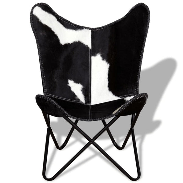 Chairs Butterfly Chair Black And White Real Cowhide Leather