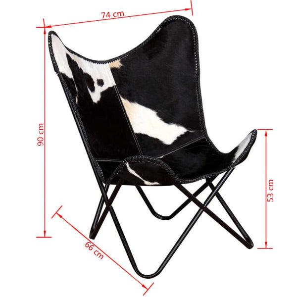 Chairs Butterfly Chair Black And White Real Cowhide Leather