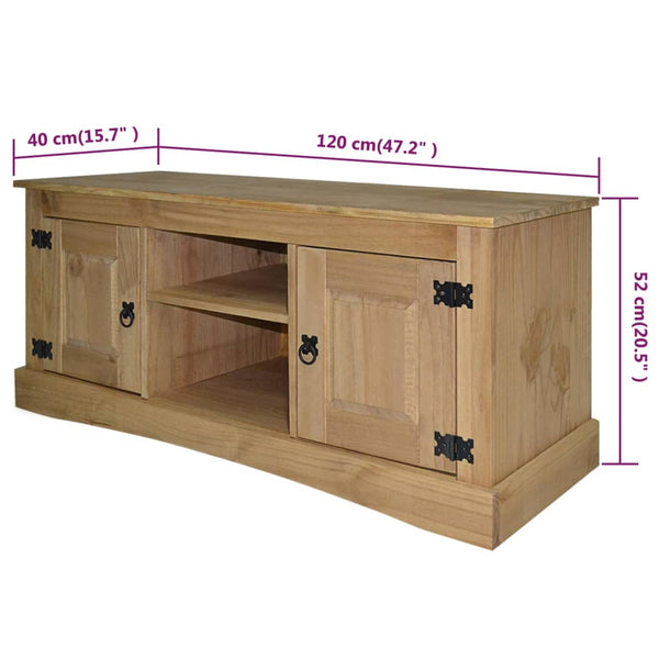 Tv Cabinet Mexican Pine Corona Range 120X40x52 Cm