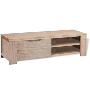 TV Stands & Entertainment Units Tv Cabinet Solid Brushed Acacia Wood 140X38x40 Cm