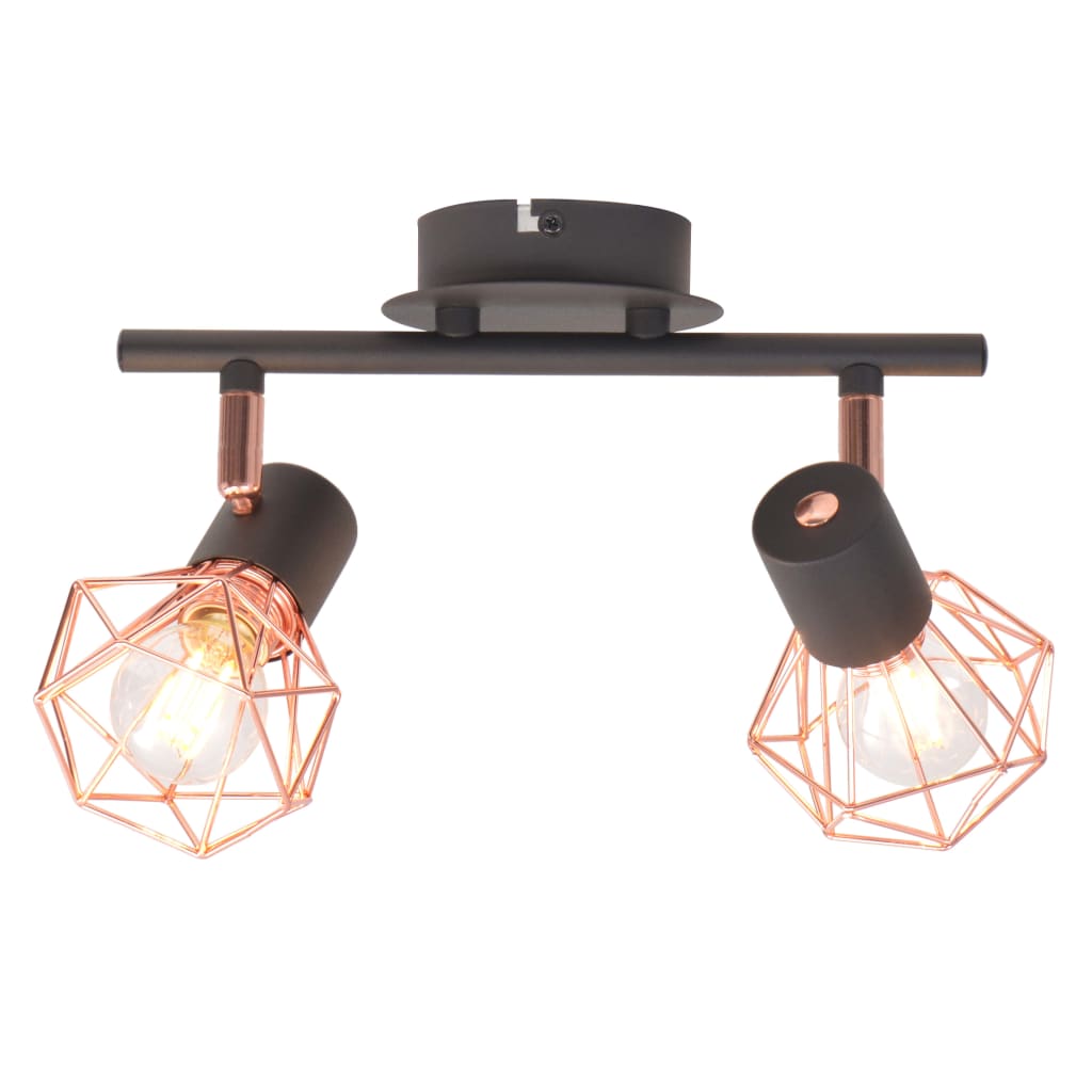 Ceiling Lamp With 2 Spotlights E14 Black And Copper