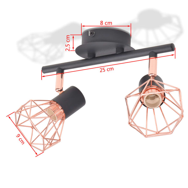 Ceiling Lamp With 2 Spotlights E14 Black And Copper