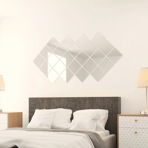 Mirrors 24 Pcs Mirror Tiles Square Glass