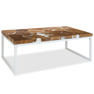 Coffee Tables Coffee Table Teak Resin 110X60x40 Cm White And Brown