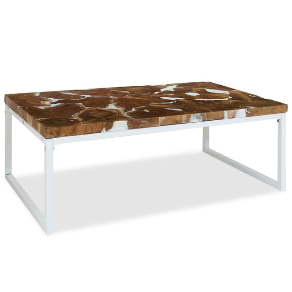 Coffee Tables Coffee Table Teak Resin 110X60x40 Cm White And Brown