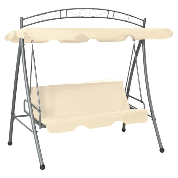 Swing Seats Outdoor Convertible Swing Bench With Canopy Sand White