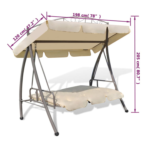 Outdoor Convertible Swing Bench With Canopy Sand White