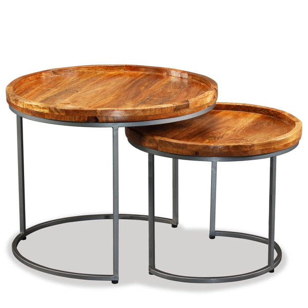 Side Tables Side Table Set 2 Pieces Solid Mango Wood