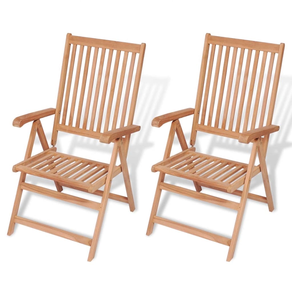 Patio Chairs Reclining Garden Chairs 2 Pcs Solid Teak Wood