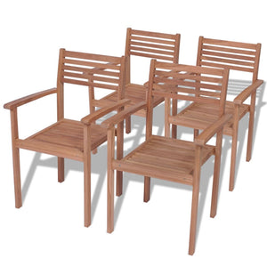 Patio Chairs Stackable Garden Chairs 4 Pcs Solid Teak Wood