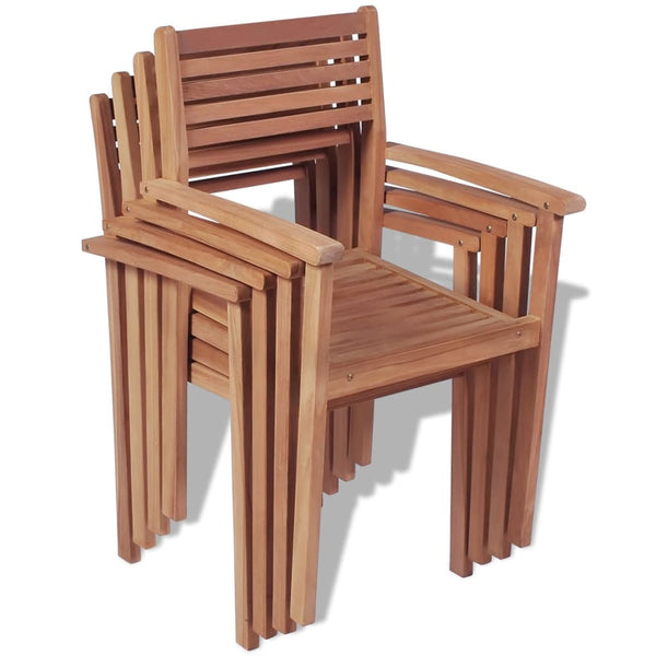 Patio Chairs Stackable Garden Chairs 4 Pcs Solid Teak Wood