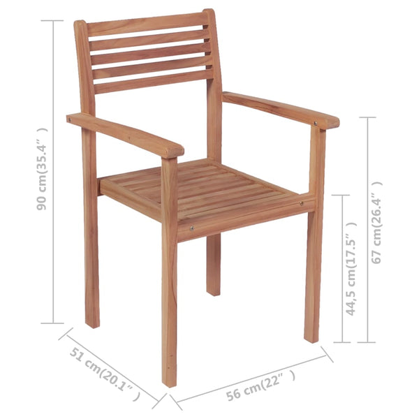 Patio Chairs Stackable Garden Chairs 4 Pcs Solid Teak Wood