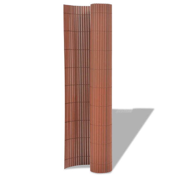 Fence Panels Double Sided Garden Fence Pvc 90X300 Cm Brown