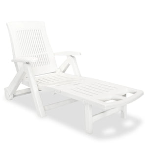 Loungers Sun Lounger With Footrest Plastic White