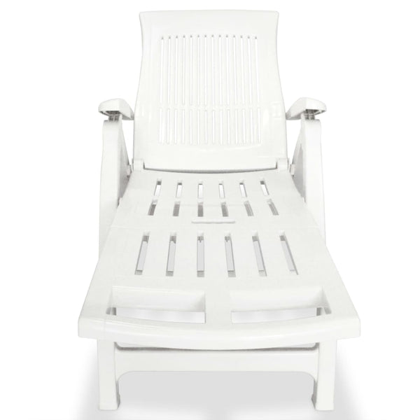 Loungers Sun Lounger With Footrest Plastic White