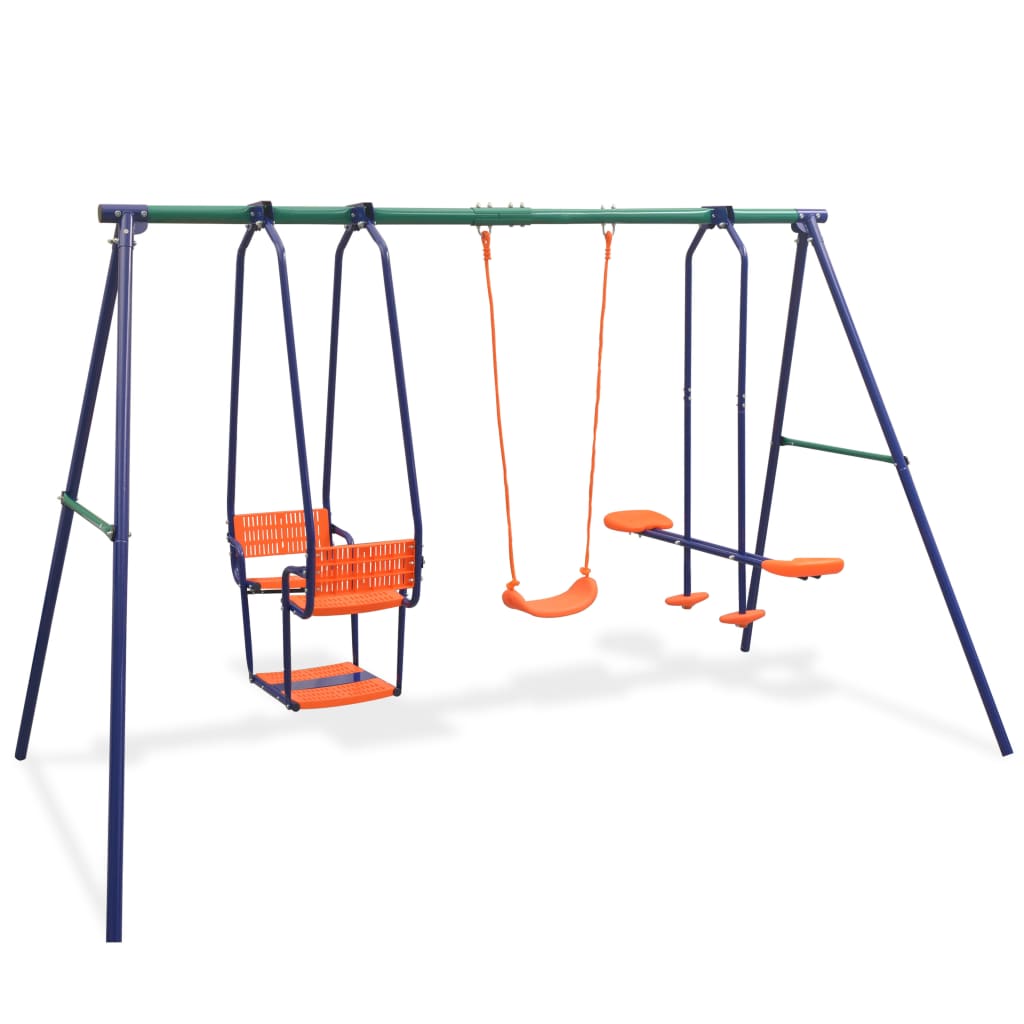 Outdoor Swings Swing Set With 5 Seats Orange