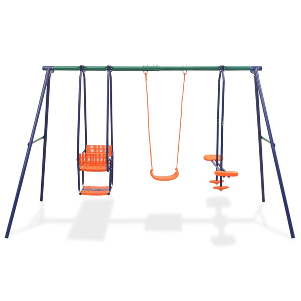 Outdoor Swings Swing Set With 5 Seats Orange