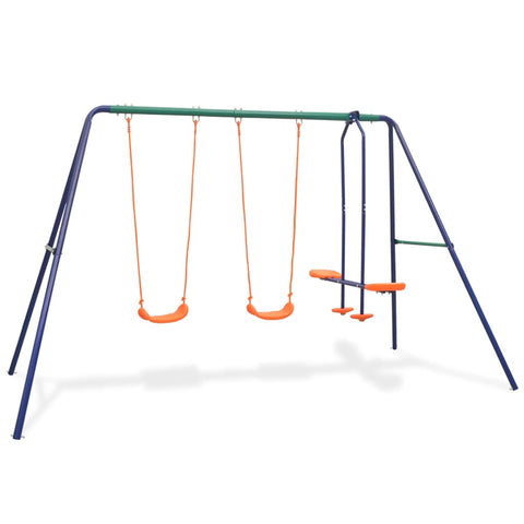 Outdoor Swings Swing Set With 4 Seats Orange