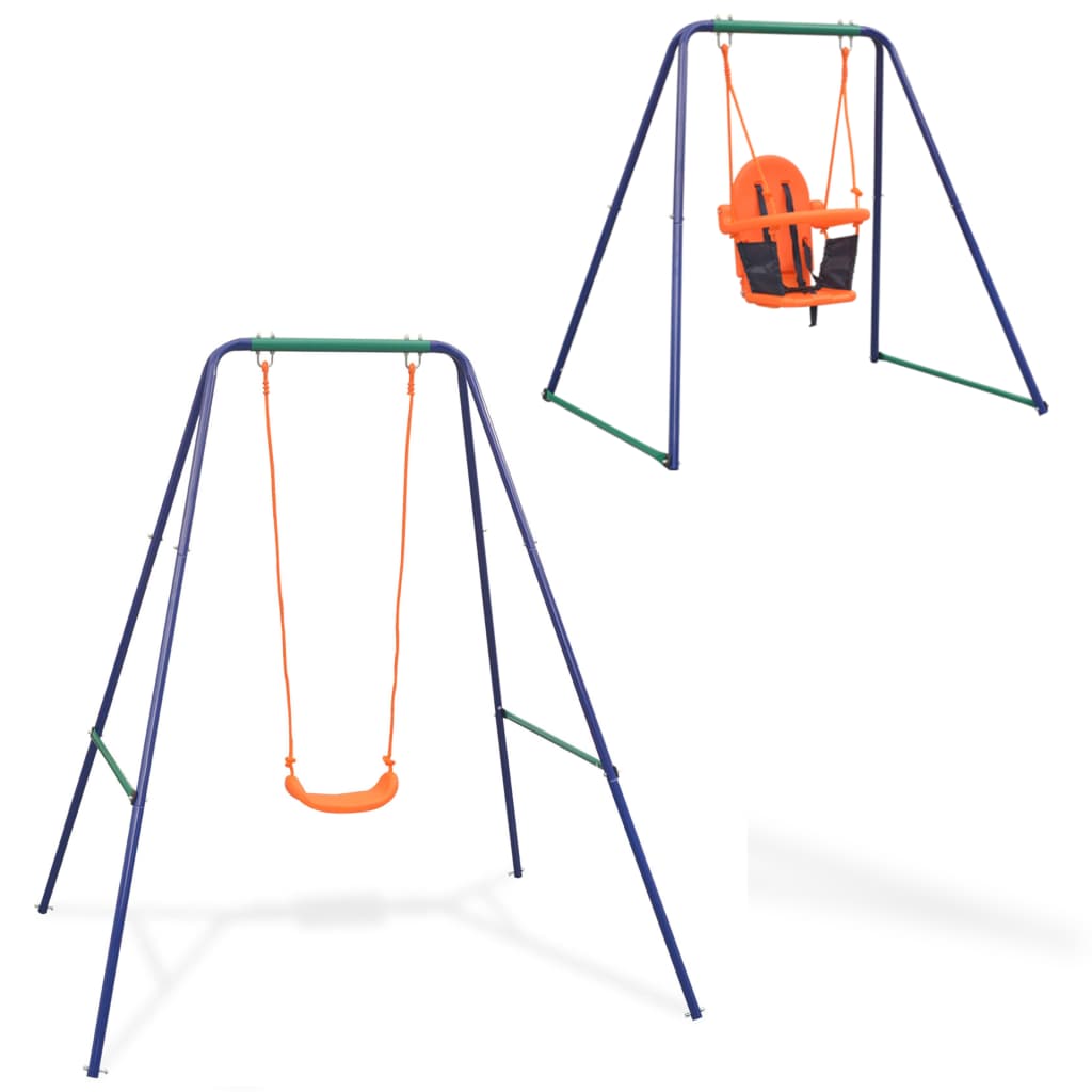 Outdoor Swings 2 In 1 Single Swing And Toddler Orange