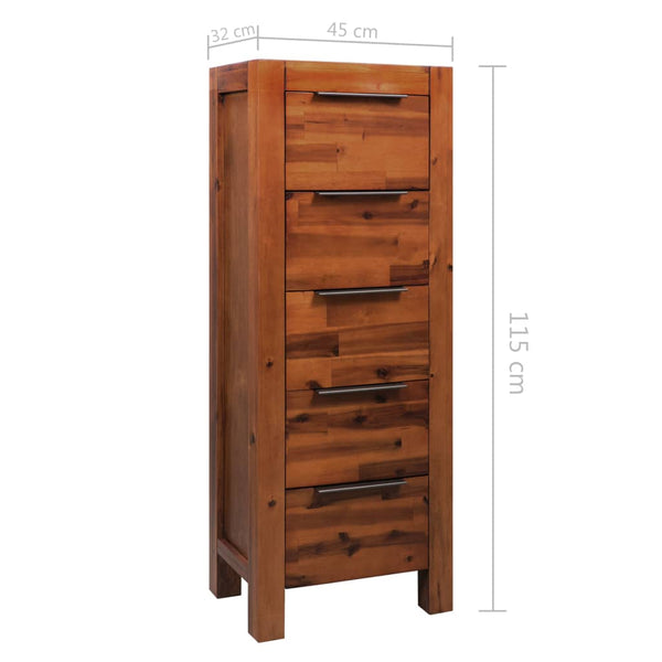 Dressers & Chests of Drawers Chest Of Drawers Solid Acacia Wood 45X32x115 Cm