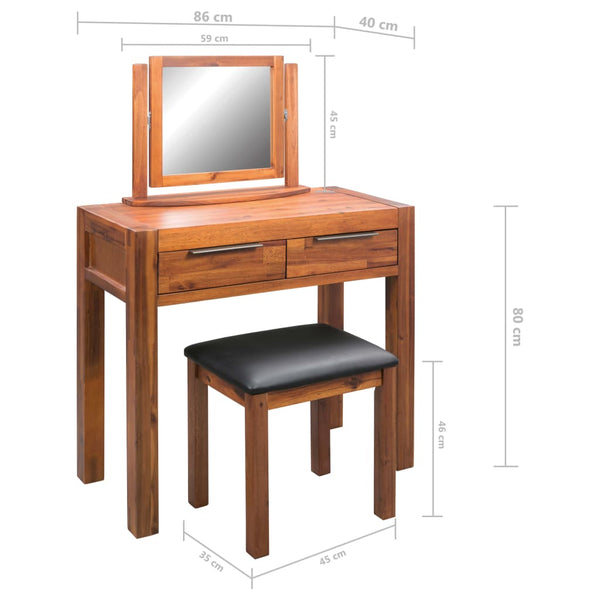 Dressing Tables Dressing Table With Stool And Mirror Solid Acacia Wood