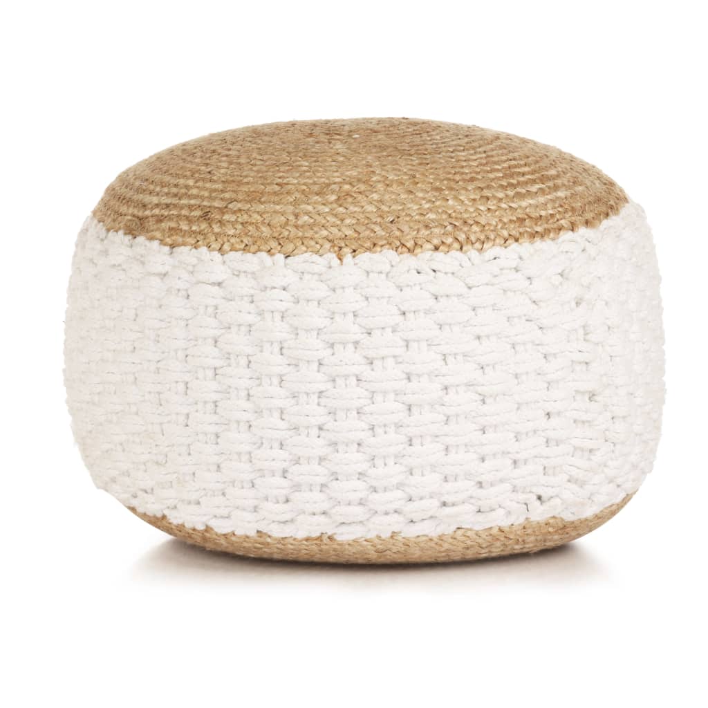 Ottomans, Footstools & Poufs Woven/Knitted Pouffe Jute Cotton 50X35 Cm White