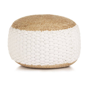 Ottomans, Footstools & Poufs Woven/Knitted Pouffe Jute Cotton 50X35 Cm White