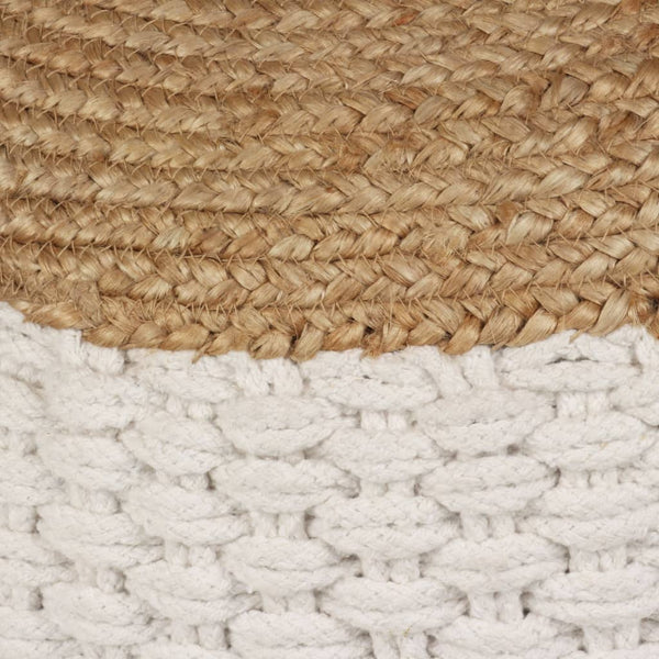 Woven/Knitted Pouffe Jute Cotton 50X35 Cm White