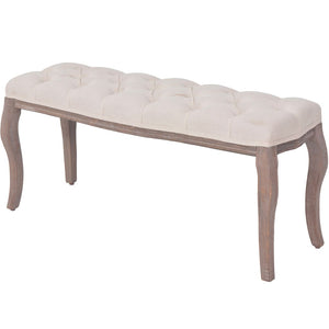 Patio Benches Bench Linen Solid Wood 110X38x48 Cm Cream White