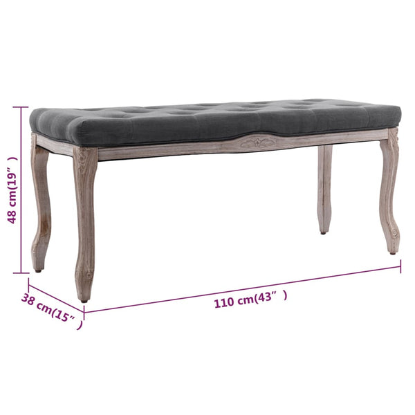 Benches Bench Linen Solid Wood 110X38x48 Cm Dark Grey