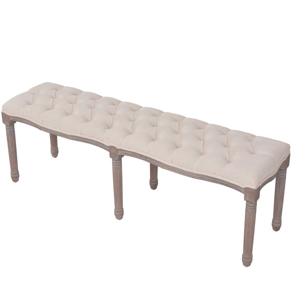 Benches Bench Linen Solid Wood 150X40x48 Cm Cream White