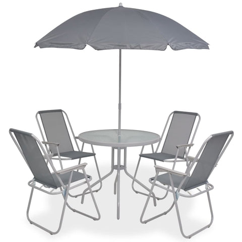 Patio Furniture Sets 6 Piece Outdoor Dining Set Steel And Textilene Grey