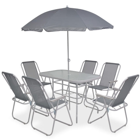 Patio Furniture Sets 8 Piece Outdoor Dining Set Steel And Textilene Grey