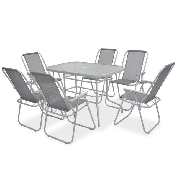 Patio Furniture Sets 8 Piece Outdoor Dining Set Steel And Textilene Grey