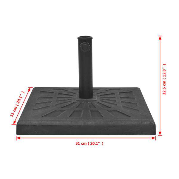 Umbrella Accessories Parasol Base Resin Square Black 19 Kg