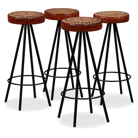 Benches Bar Stools Bar Stools 4 Pcs Real Leather