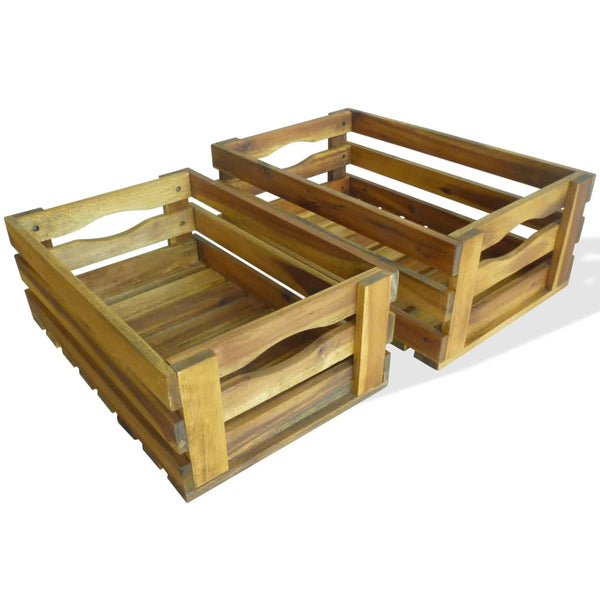 Baskets, Pots, Window Boxes Apple Crate Set 2 Pieces Solid Acacia Wood