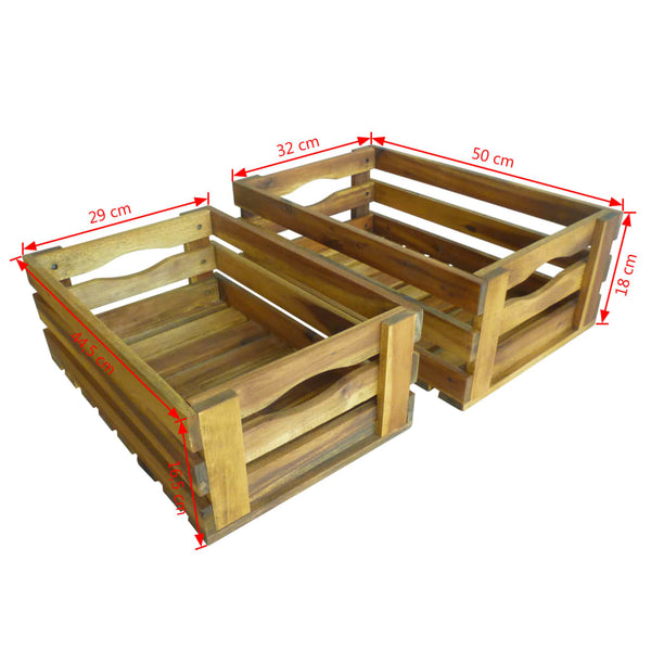 Baskets, Pots, Window Boxes Apple Crate Set 2 Pieces Solid Acacia Wood