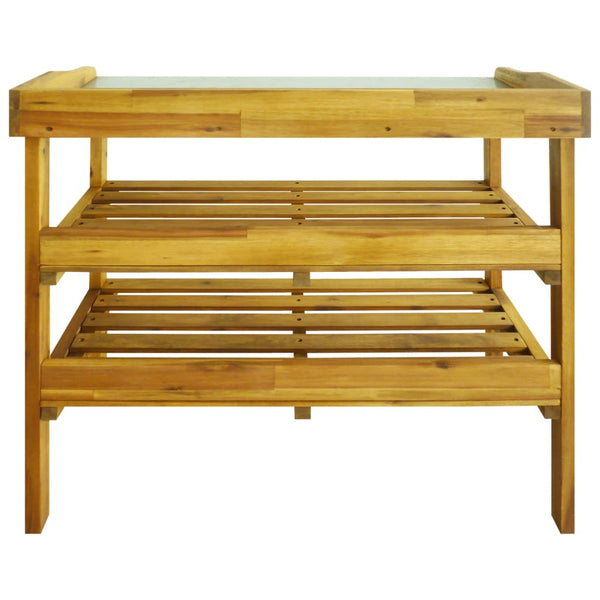 Patio Benches Potting Bench With 2 Shelves Solid Acacia Wood And Zinc