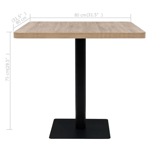 Patio & Garden Tables Bistro Table Mdf And Steel Square 80X80x75 Cm Oak Colour