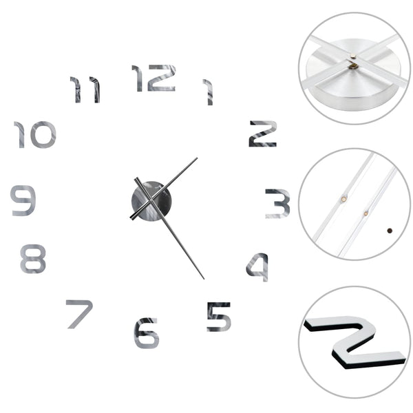 Wall Clocks 3D Wall Clock Modern Design 100 Cm Xxl Silver