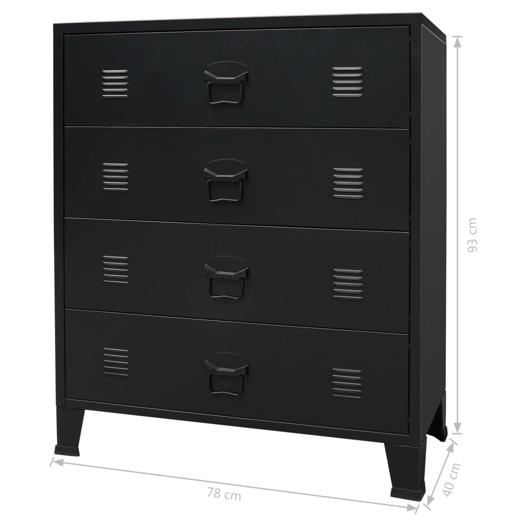 Dressers & Chests of Drawers Chest Of Drawers Metal Industrial Style 78X40x93 Cm Black