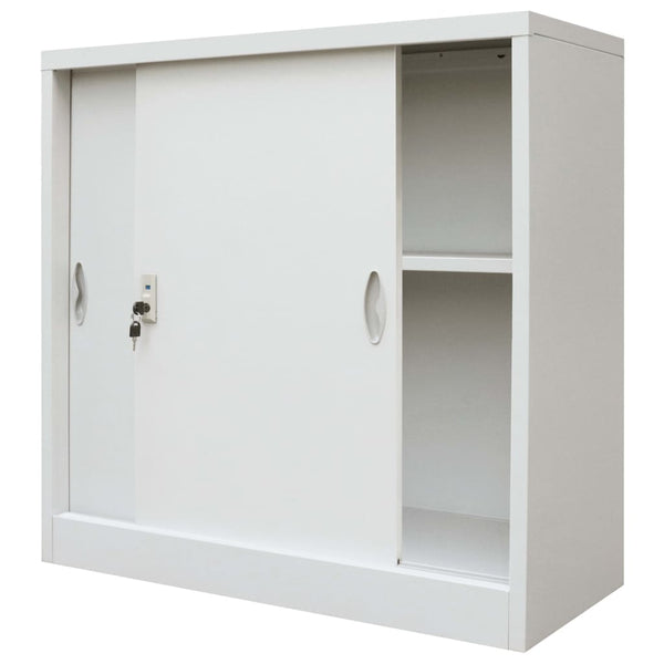 Cabinets & Cupboards Office Cabinet With Sliding Doors Metal 90X40x90 Cm Grey