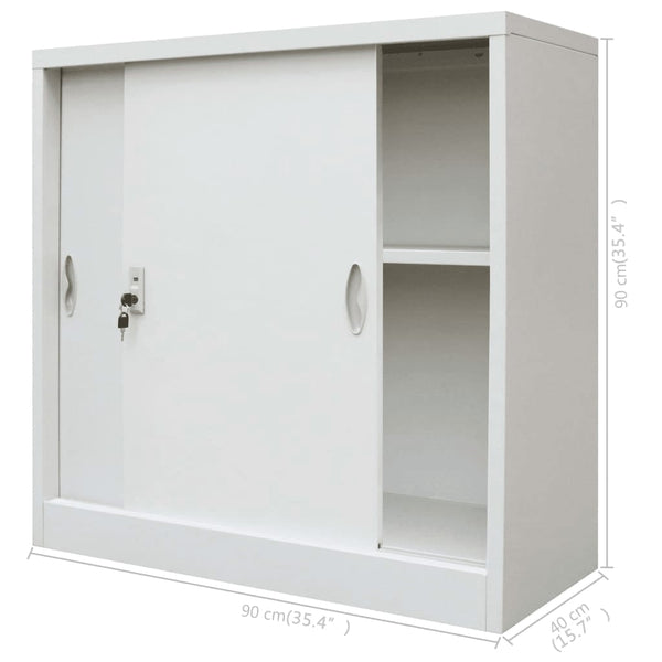 Cabinets & Cupboards Office Cabinet With Sliding Doors Metal 90X40x90 Cm Grey