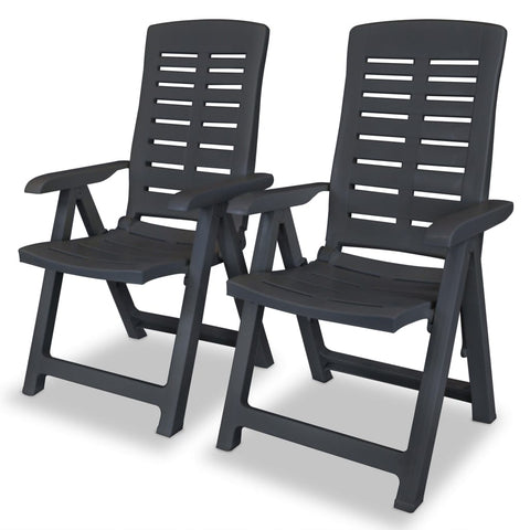 Patio Chairs Reclining Garden Chairs 2 Pcs Plastic