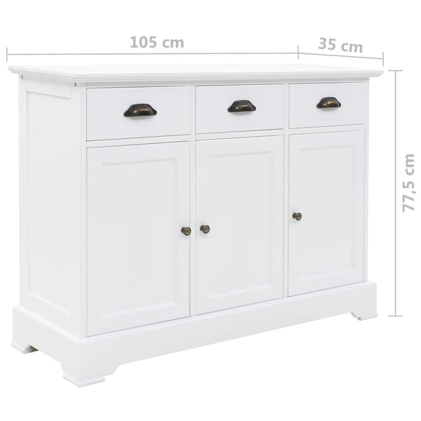 Sideboard With 3 Doors Mdf And Pinewood 105X35x77.5 Cm
